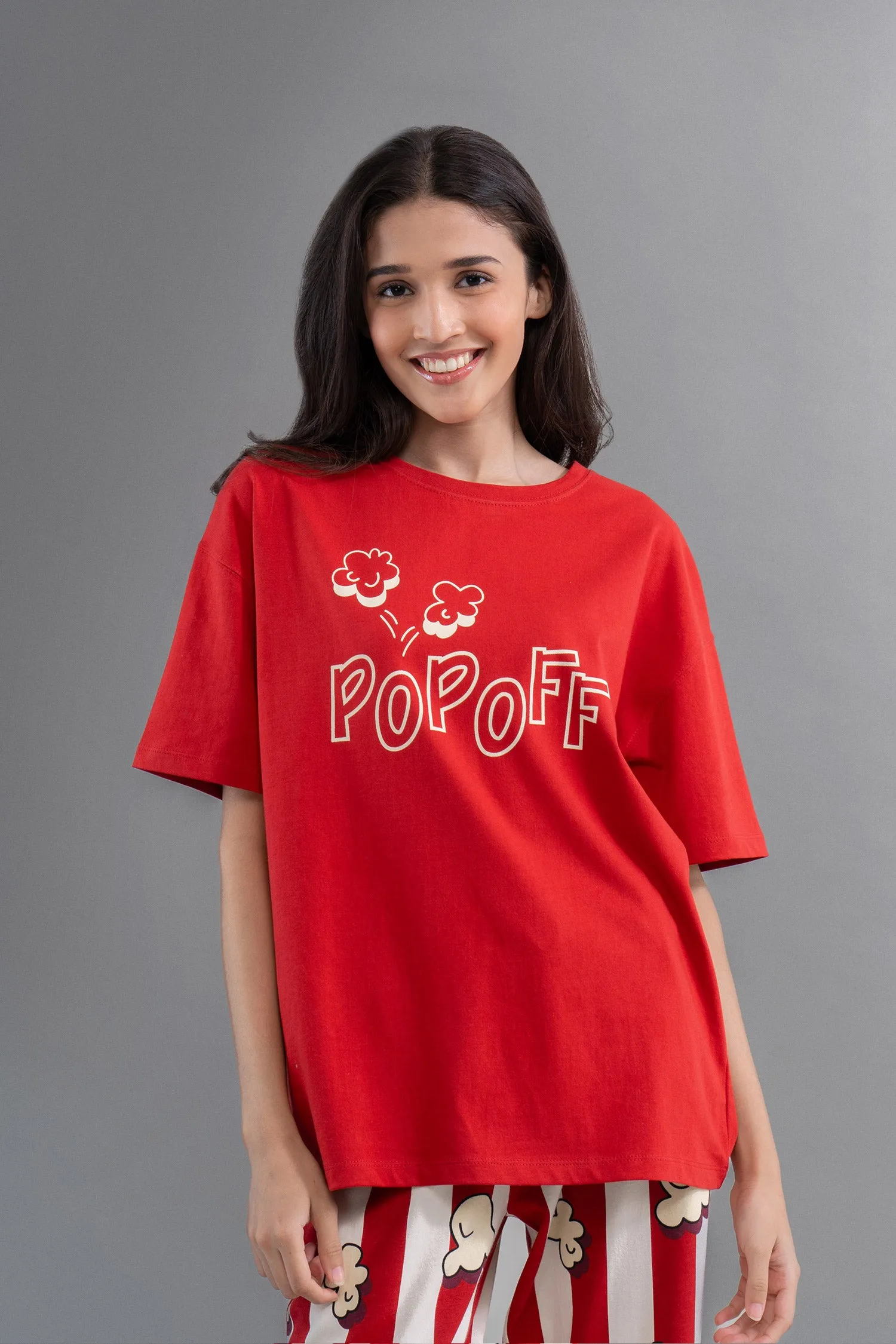 Movie Night Red Straight Pajama Set