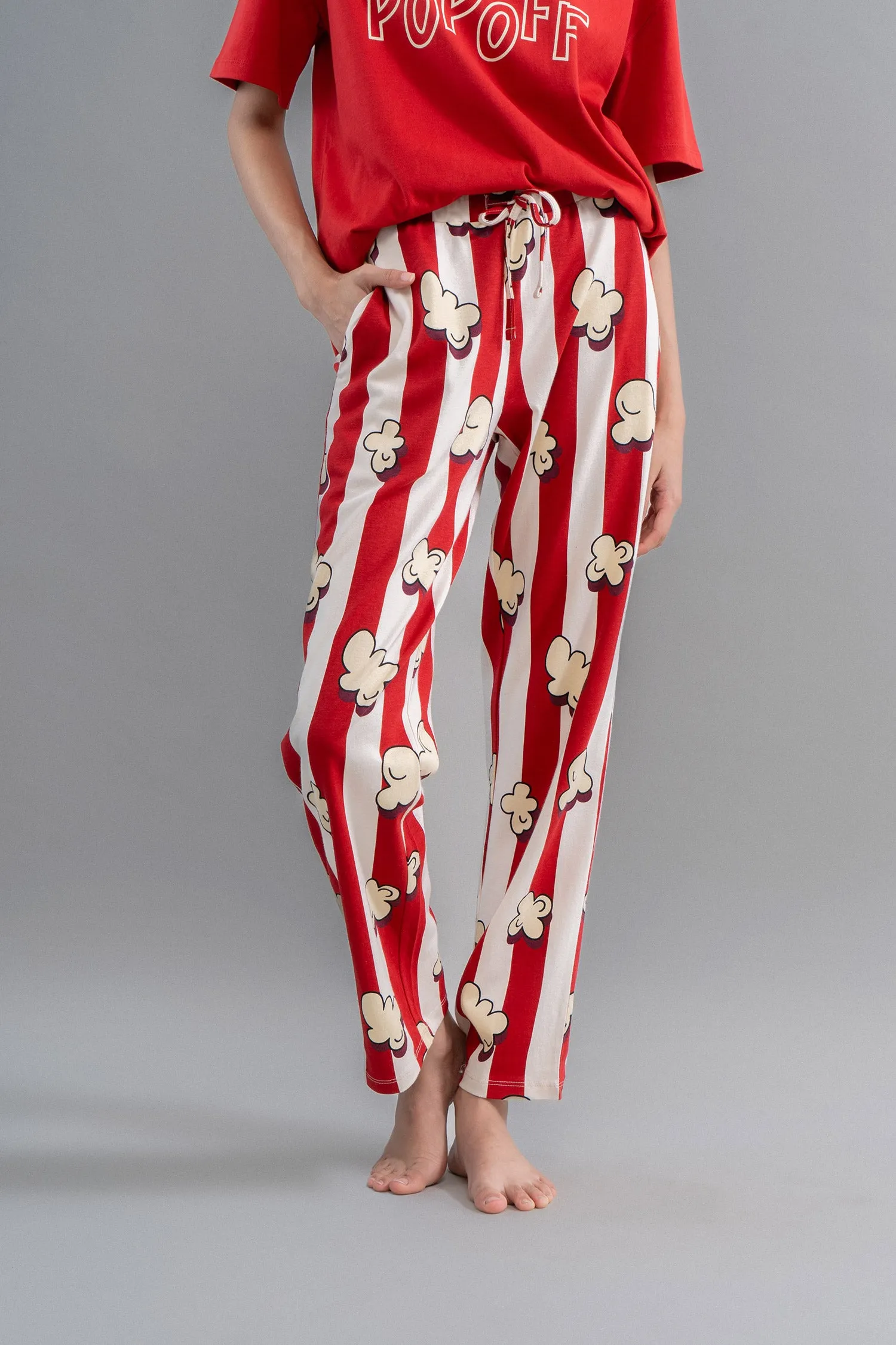Movie Night Red Straight Pajama Set