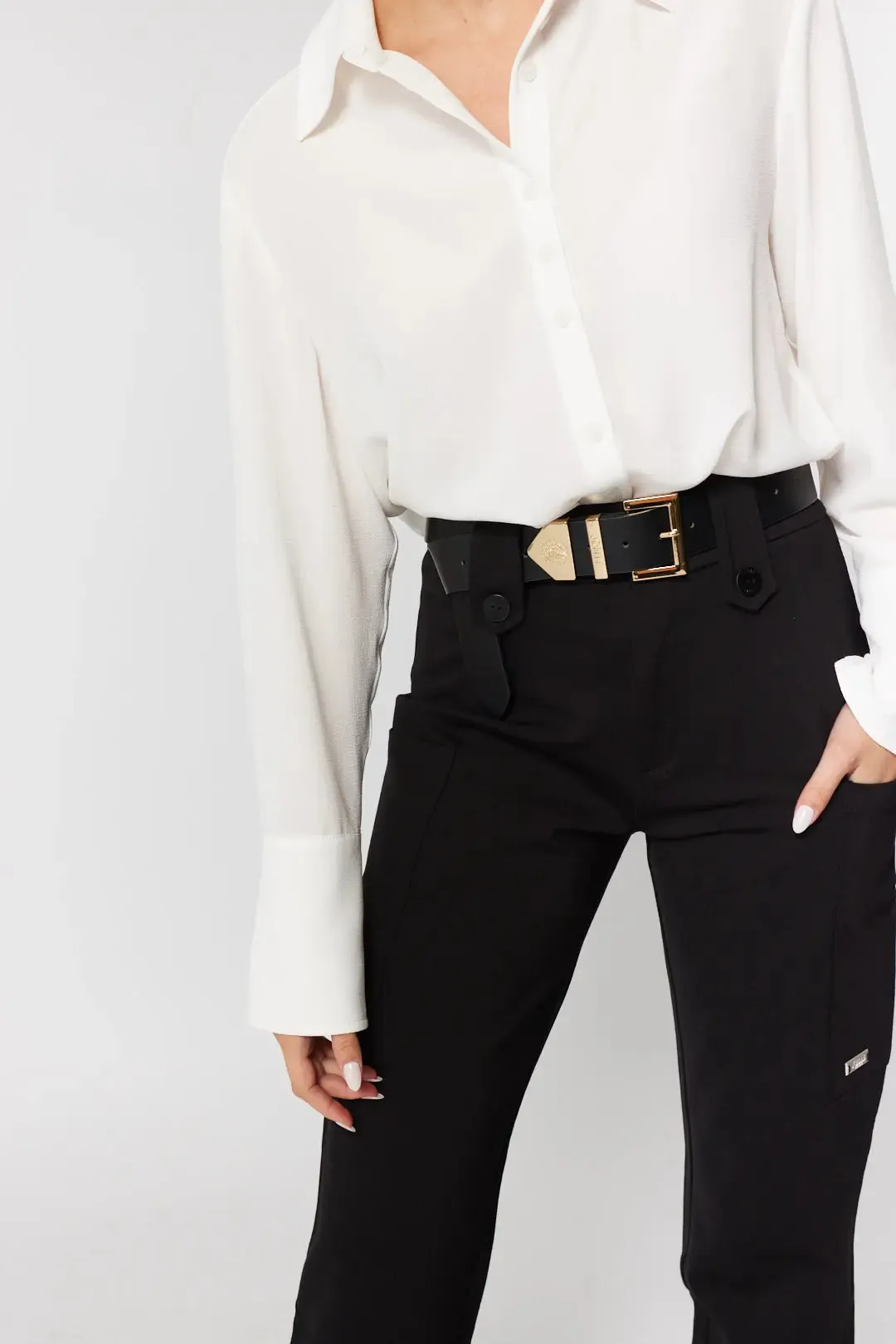 Muriel | Ceinture noire avec détails or