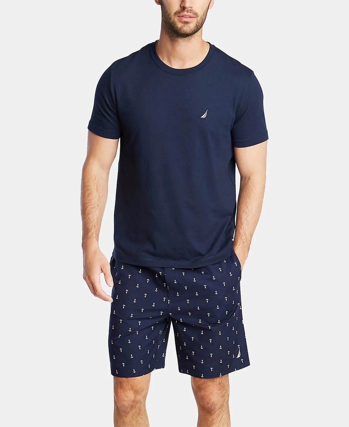 Nautica Men's Anchor Print Cotton Pajama Shorts