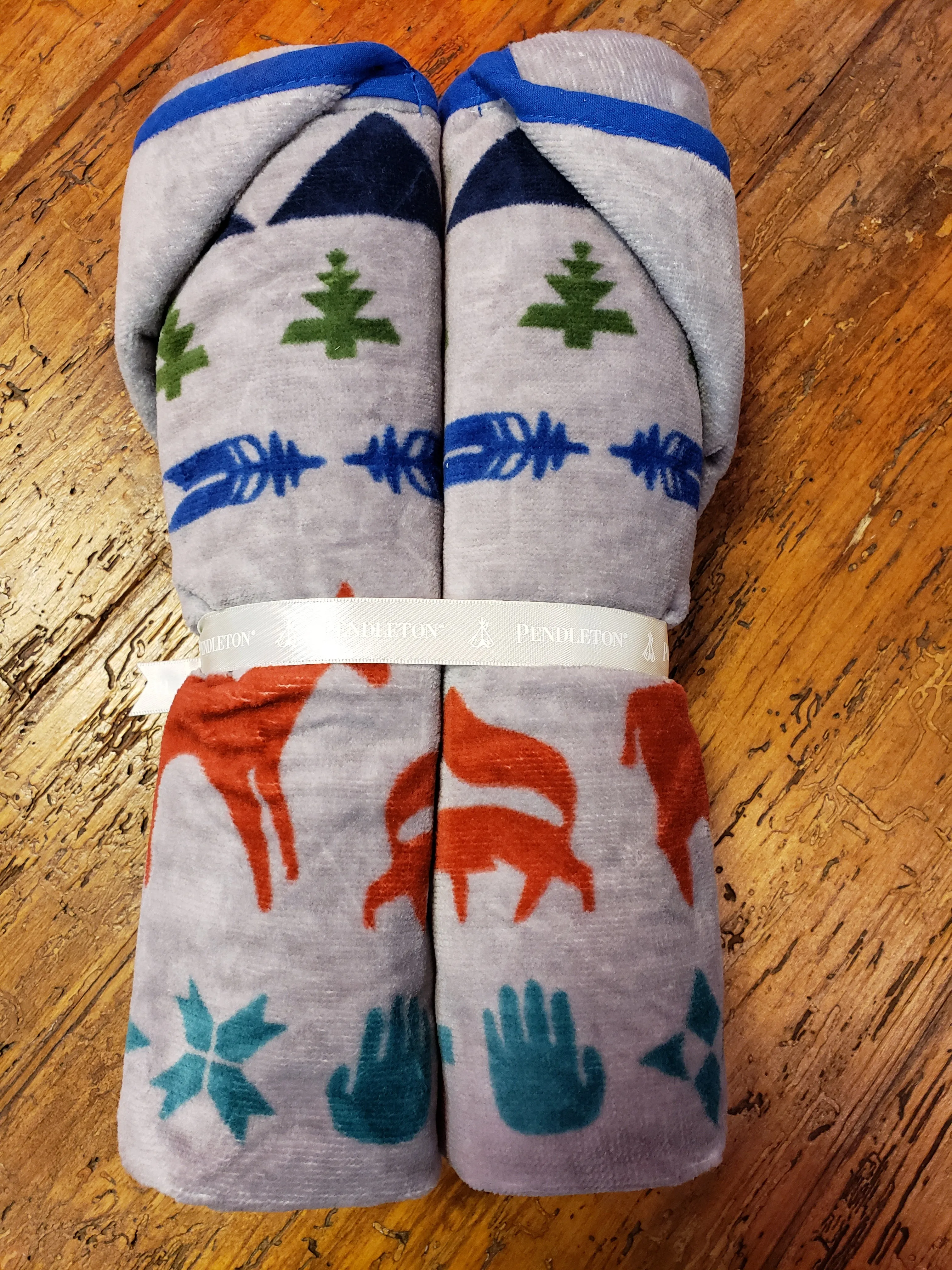 Pendleton Shared Paths Gray Printed Hooded Baby Towel