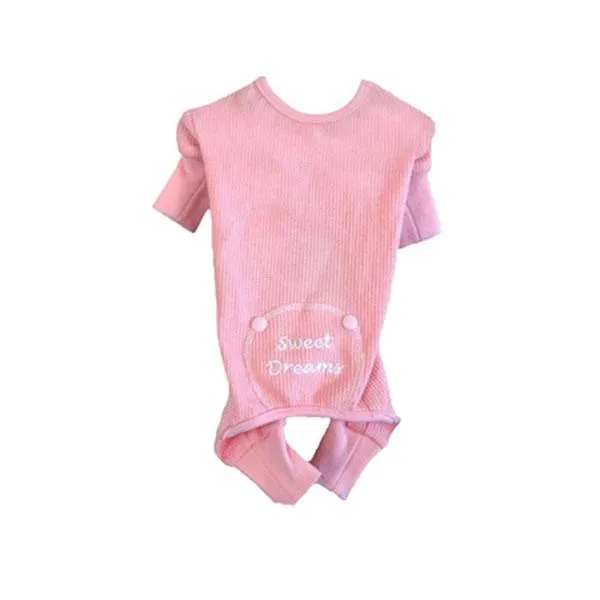 Pink "Sweet Dreams" Embroidered Dog Pajama