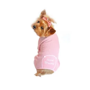 Pink "Sweet Dreams" Embroidered Dog Pajama