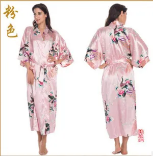 RB015 Satin Robes for Brides Wedding Robe Sleepwear Silk Pijama Casual Bathrobe Animal Rayon Long Nightgown Women Kimono XXXL