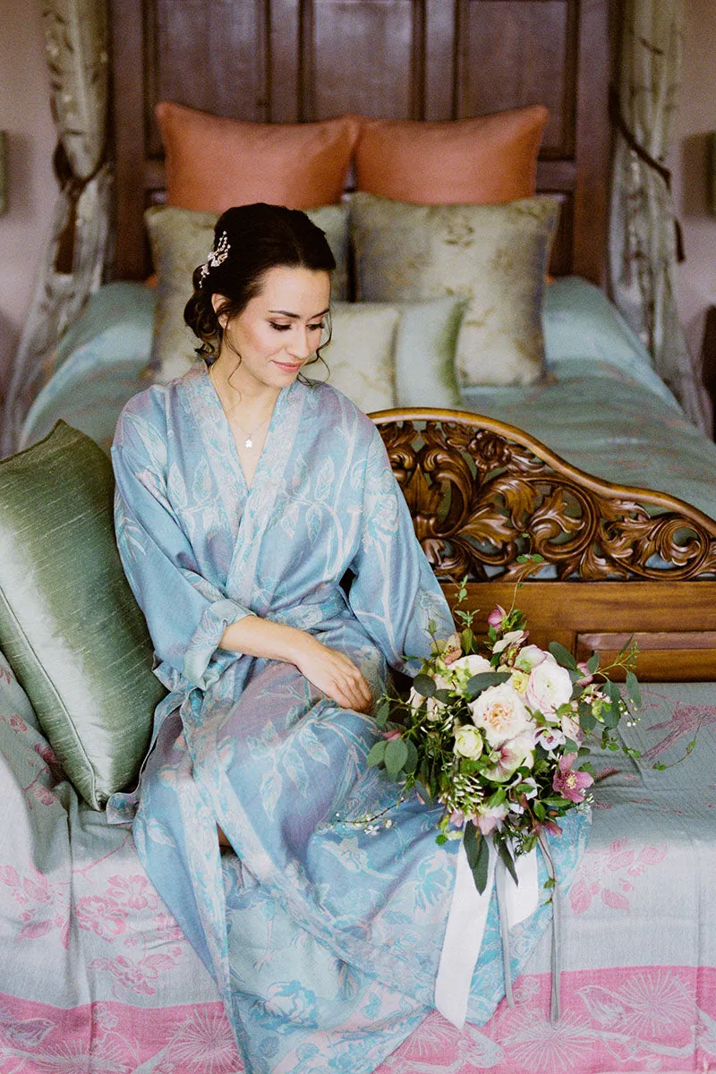Reversible Dressing Gown in Pale Cyan