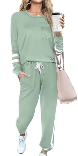 RUBZOOF Womens Loungewear Set Fall Tracksuit Drawstring Sweatpants Workout Sets Two Piece Black 3XL