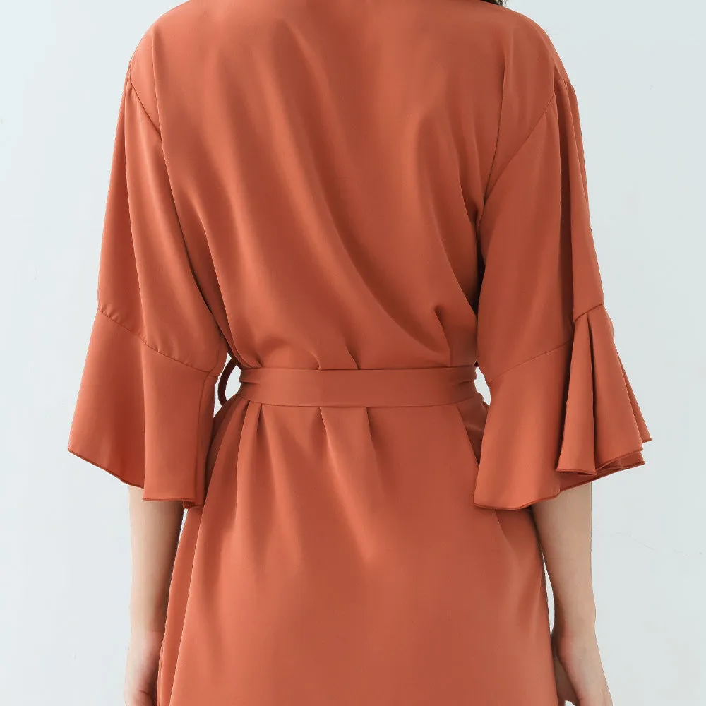 Ruffle Bridal Party Robes in Terracotta