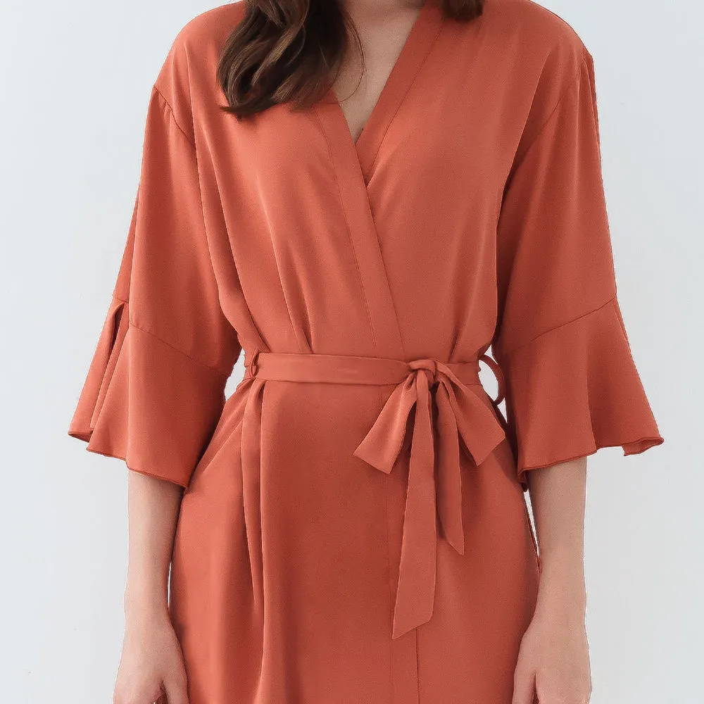 Ruffle Bridal Party Robes in Terracotta