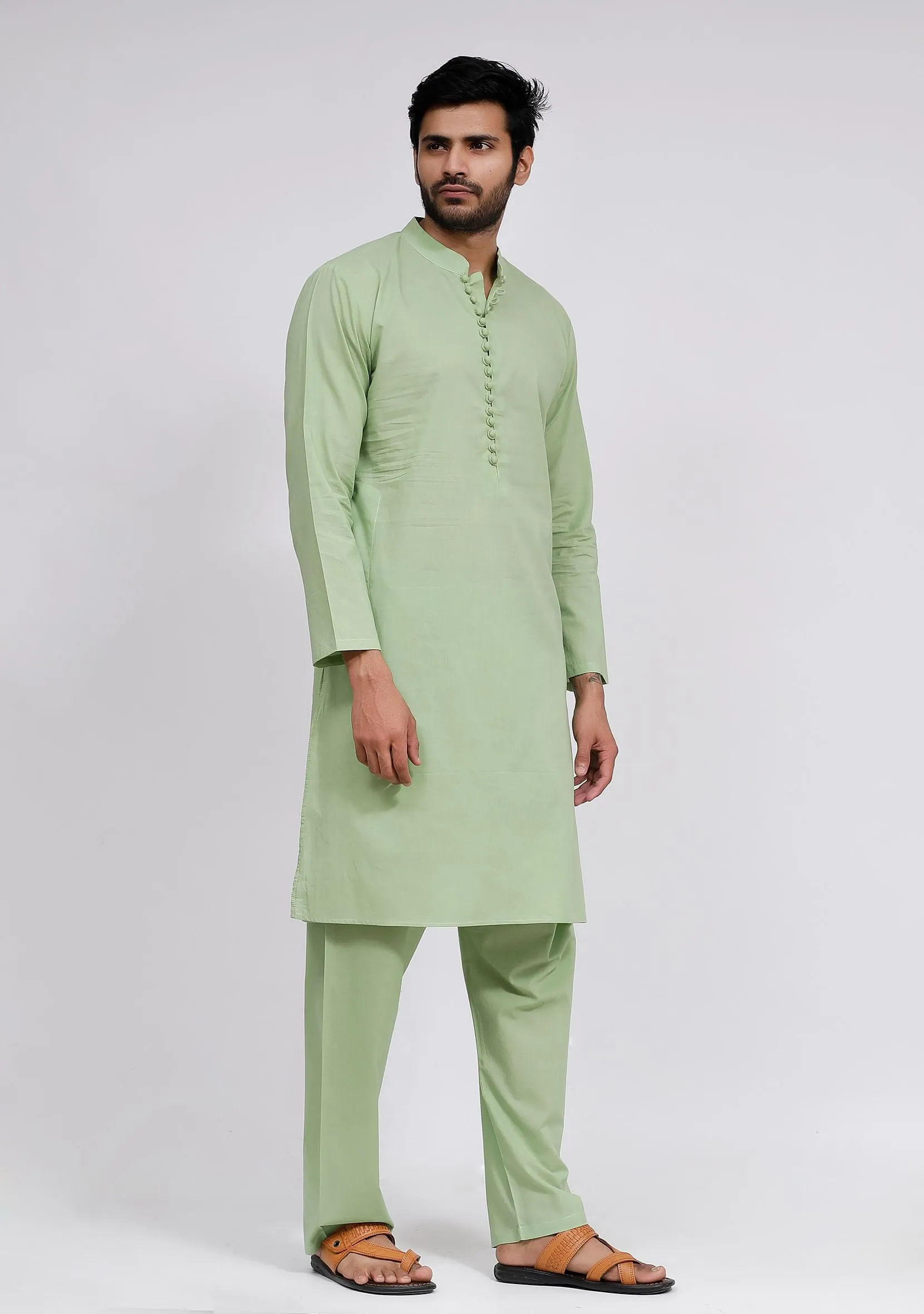 Set of 2: Mint Green Cotton Kurta and Pajama
