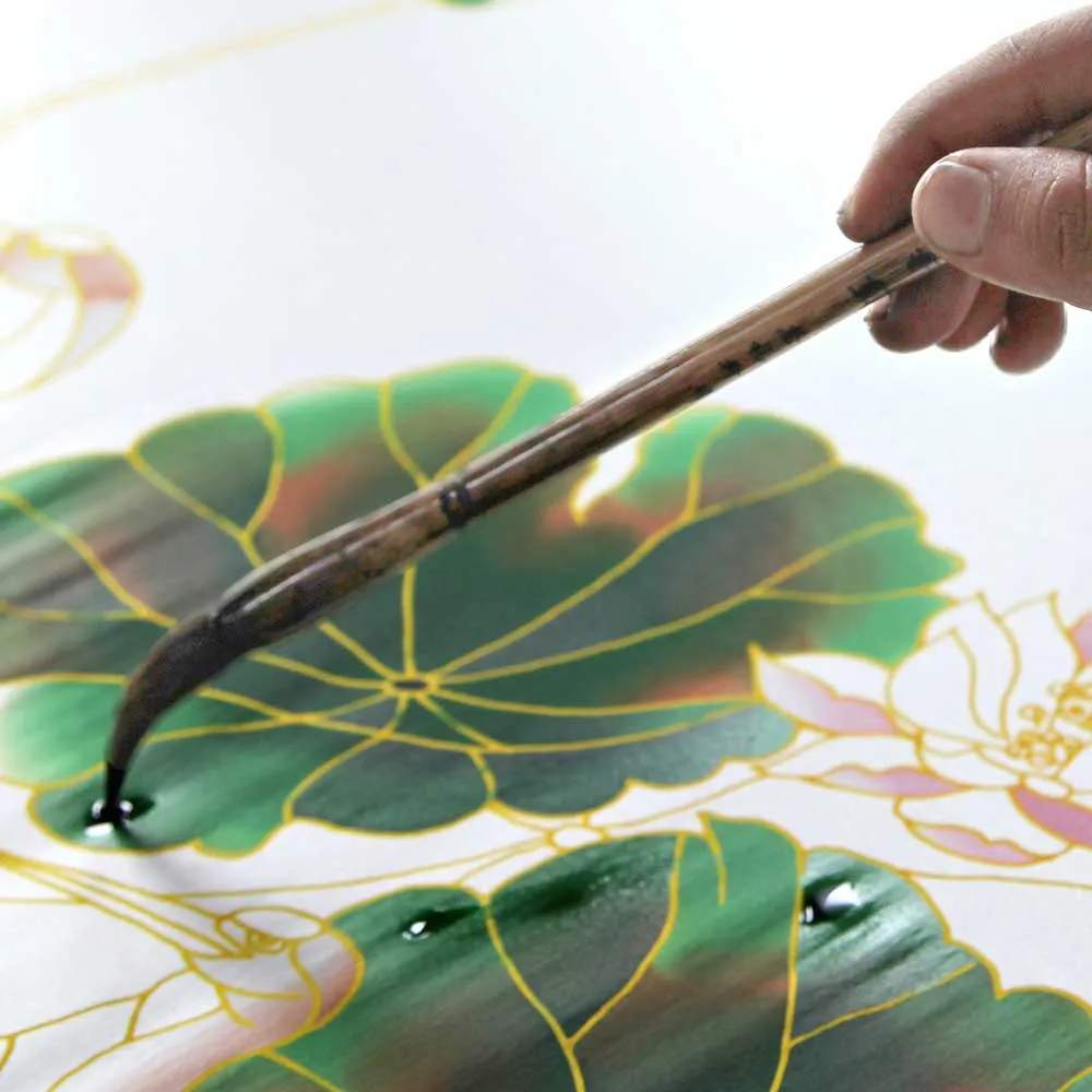Silk Handpainted Peacock Short Kimono Robe