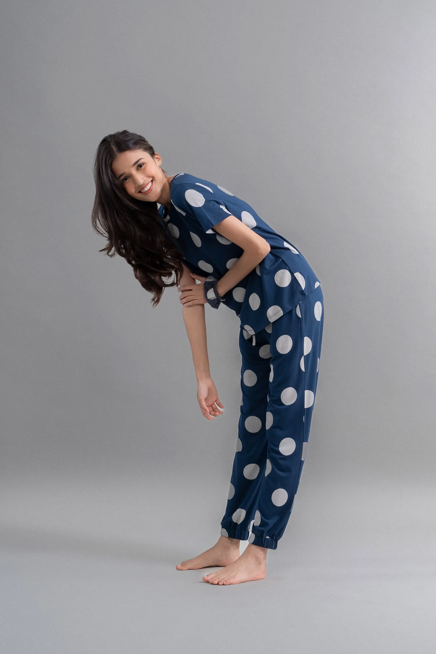 Sleepy Navy Polka Supima Pajama Set