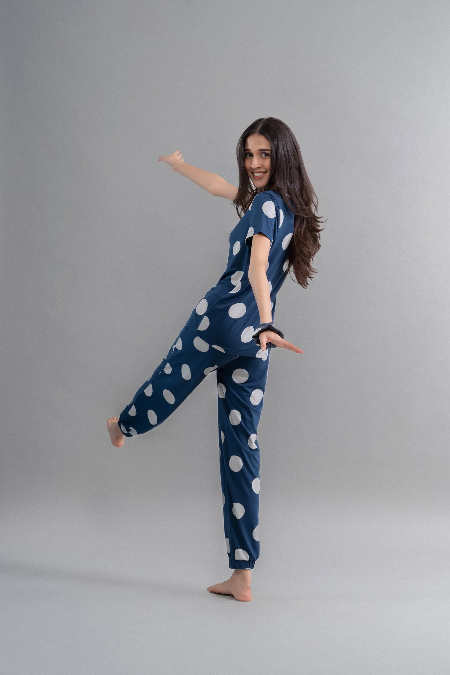 Sleepy Navy Polka Supima Pajama Set