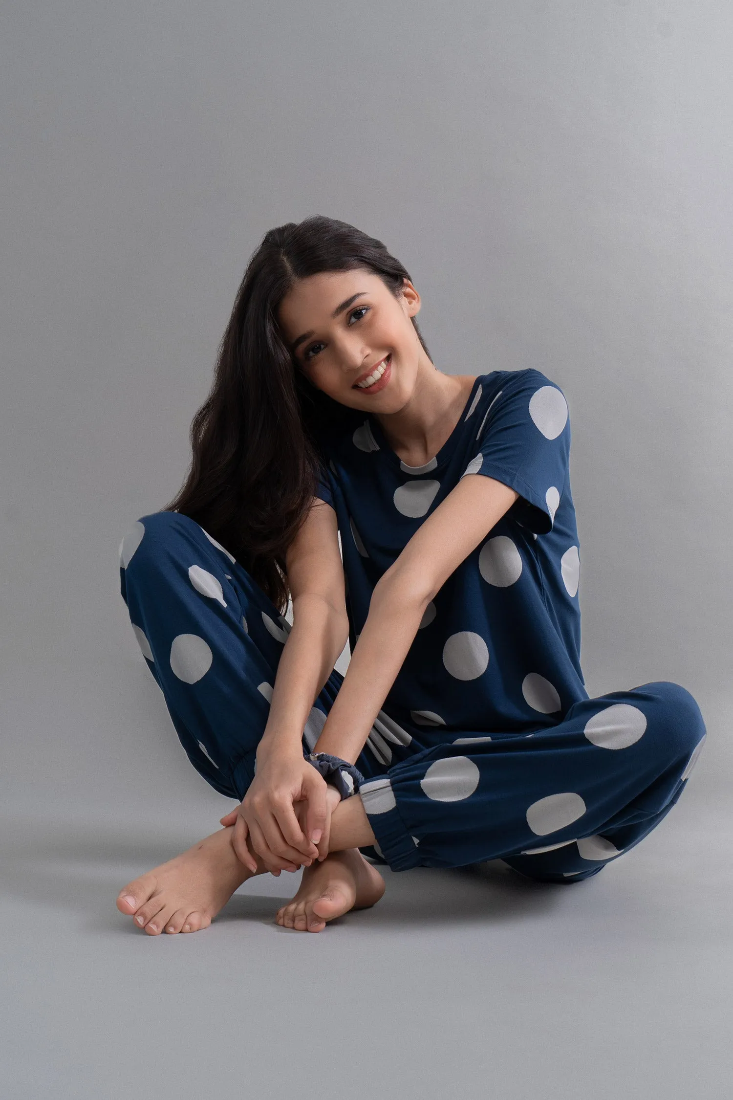 Sleepy Navy Polka Supima Pajama Set