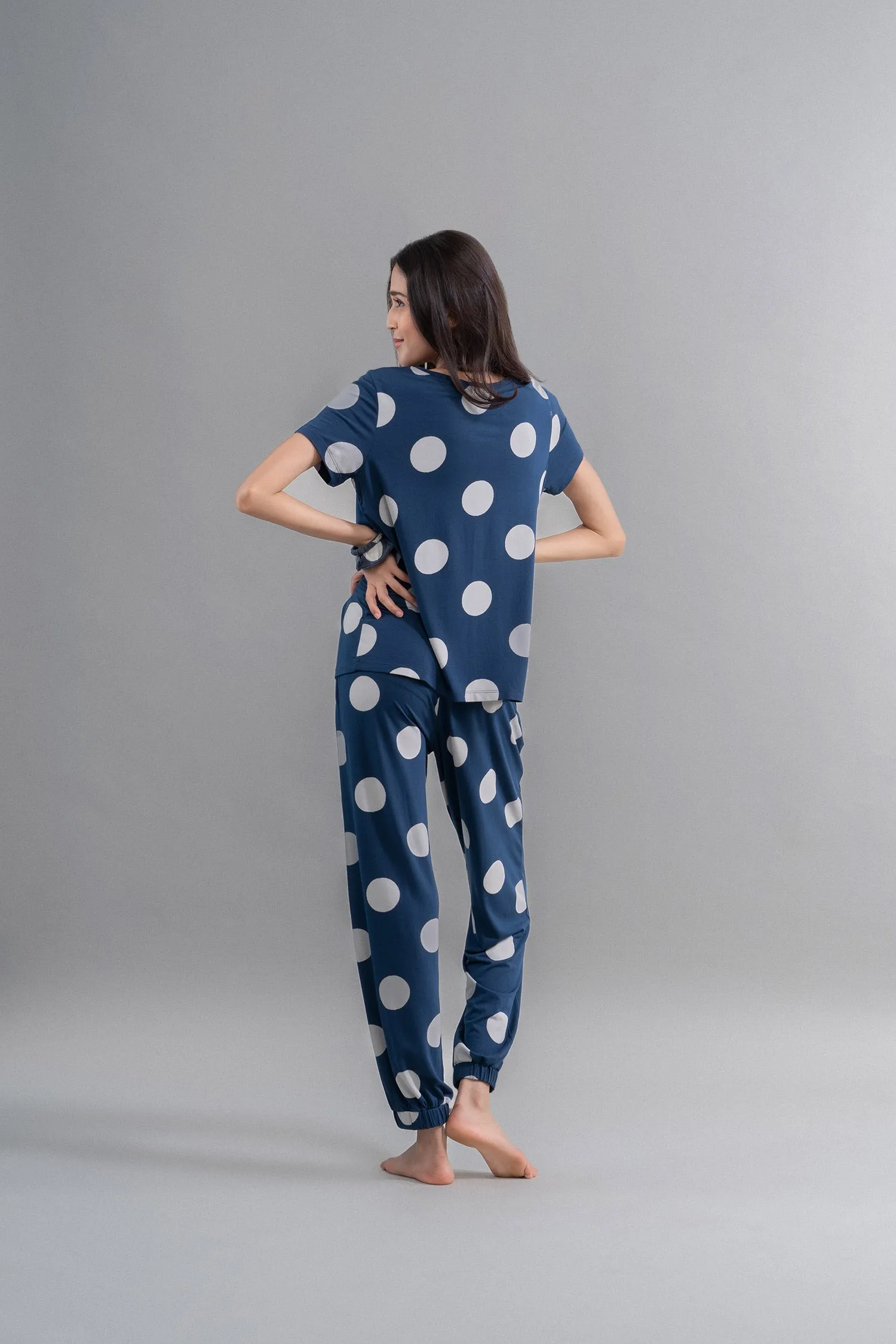 Sleepy Navy Polka Supima Pajama Set