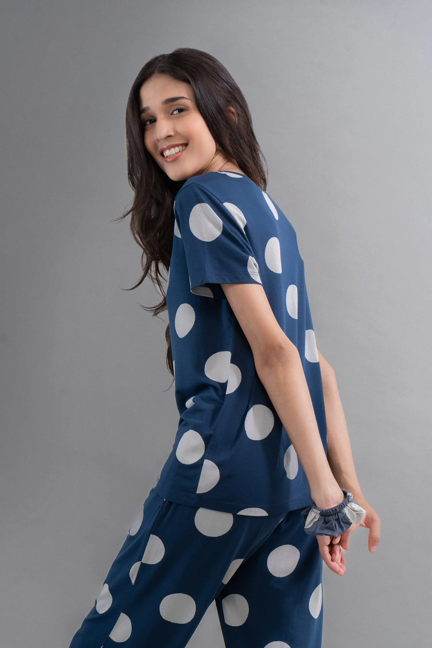 Sleepy Navy Polka Supima Pajama Set