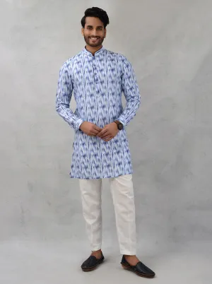White & Blue Kurta Pajama | TULA