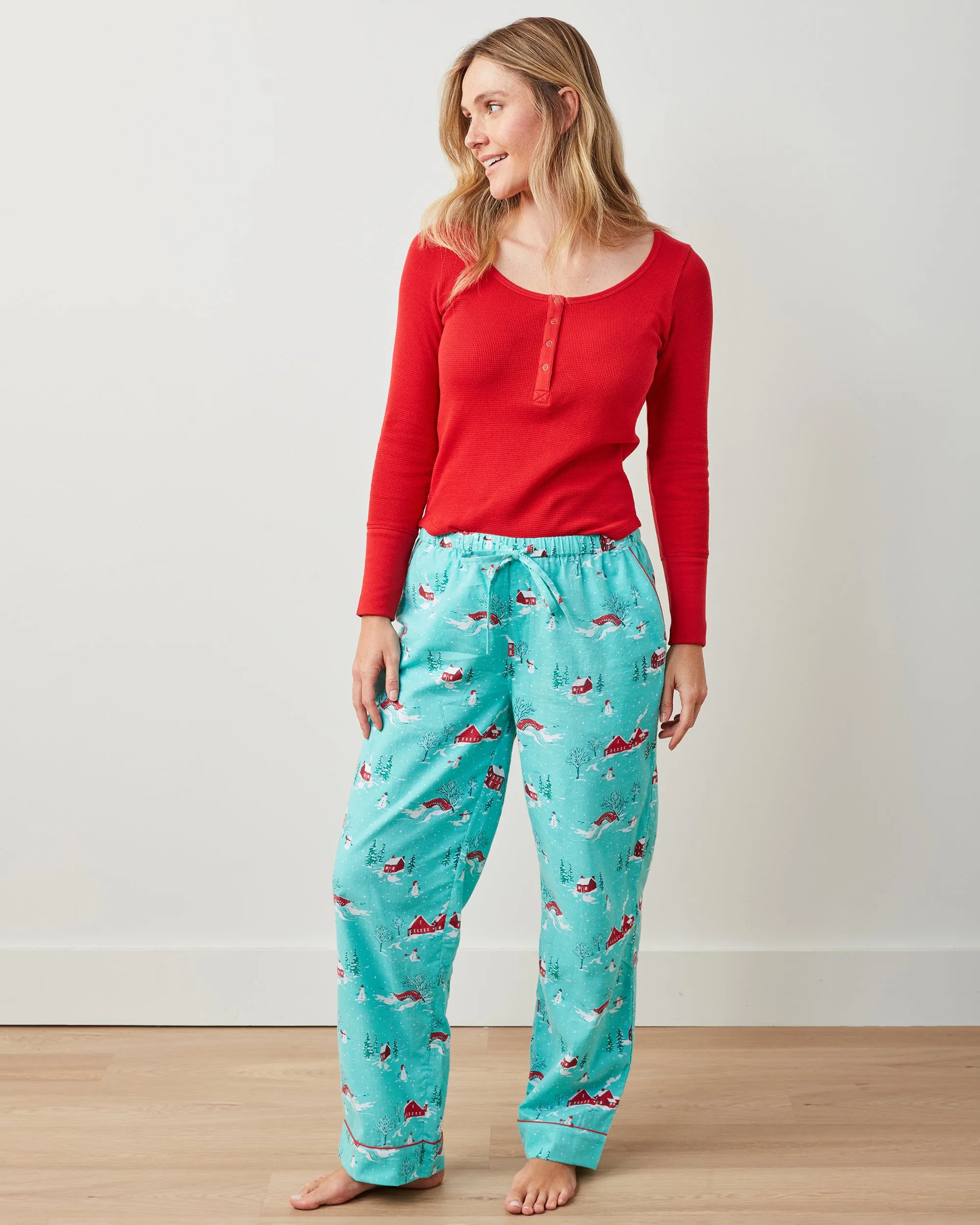 Winter Wonderland - Henley & Lightweight Flannel PJ Pants Set - Snow Day