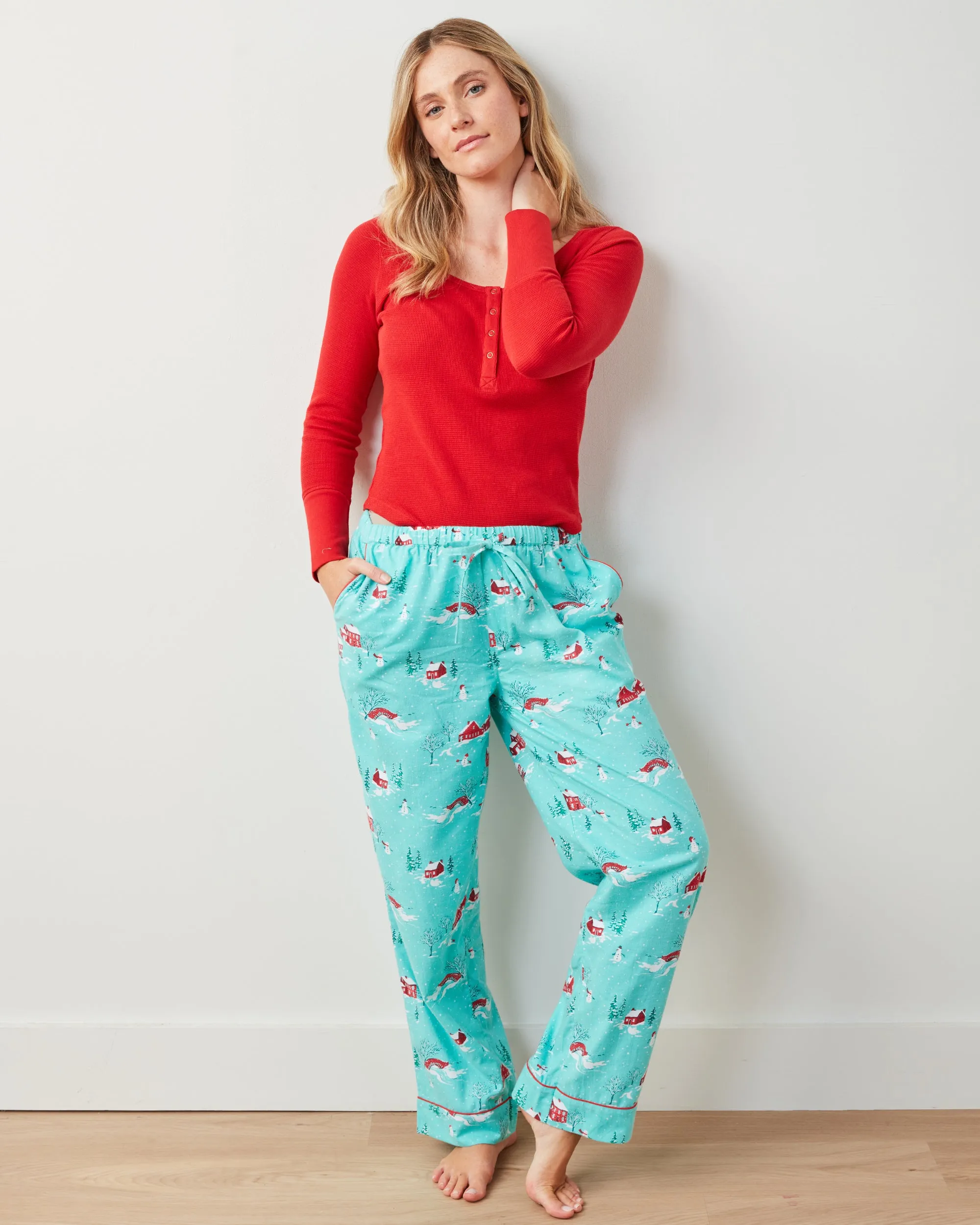 Winter Wonderland - Henley & Lightweight Flannel PJ Pants Set - Snow Day