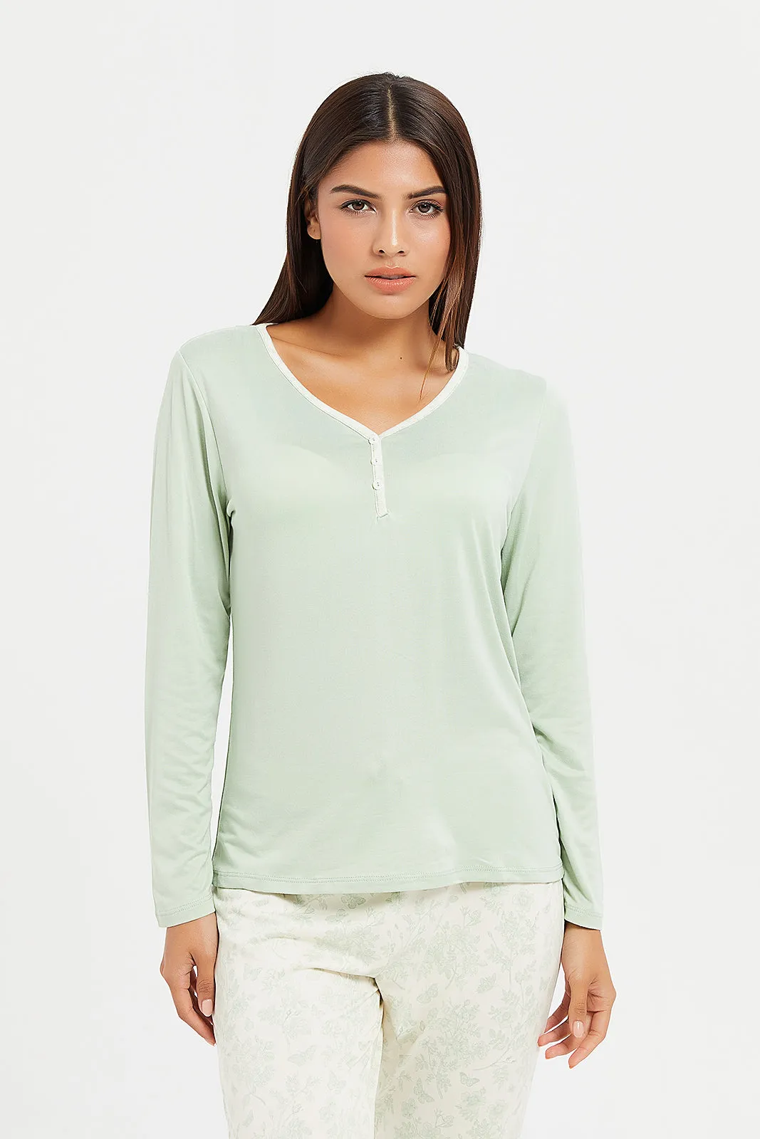 Women Mint Printed Pyjama Set (2 Piece)