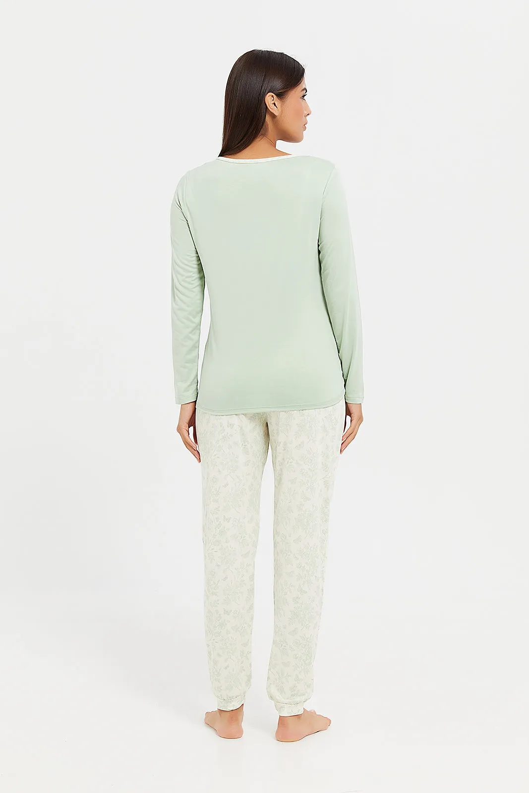 Women Mint Printed Pyjama Set (2 Piece)