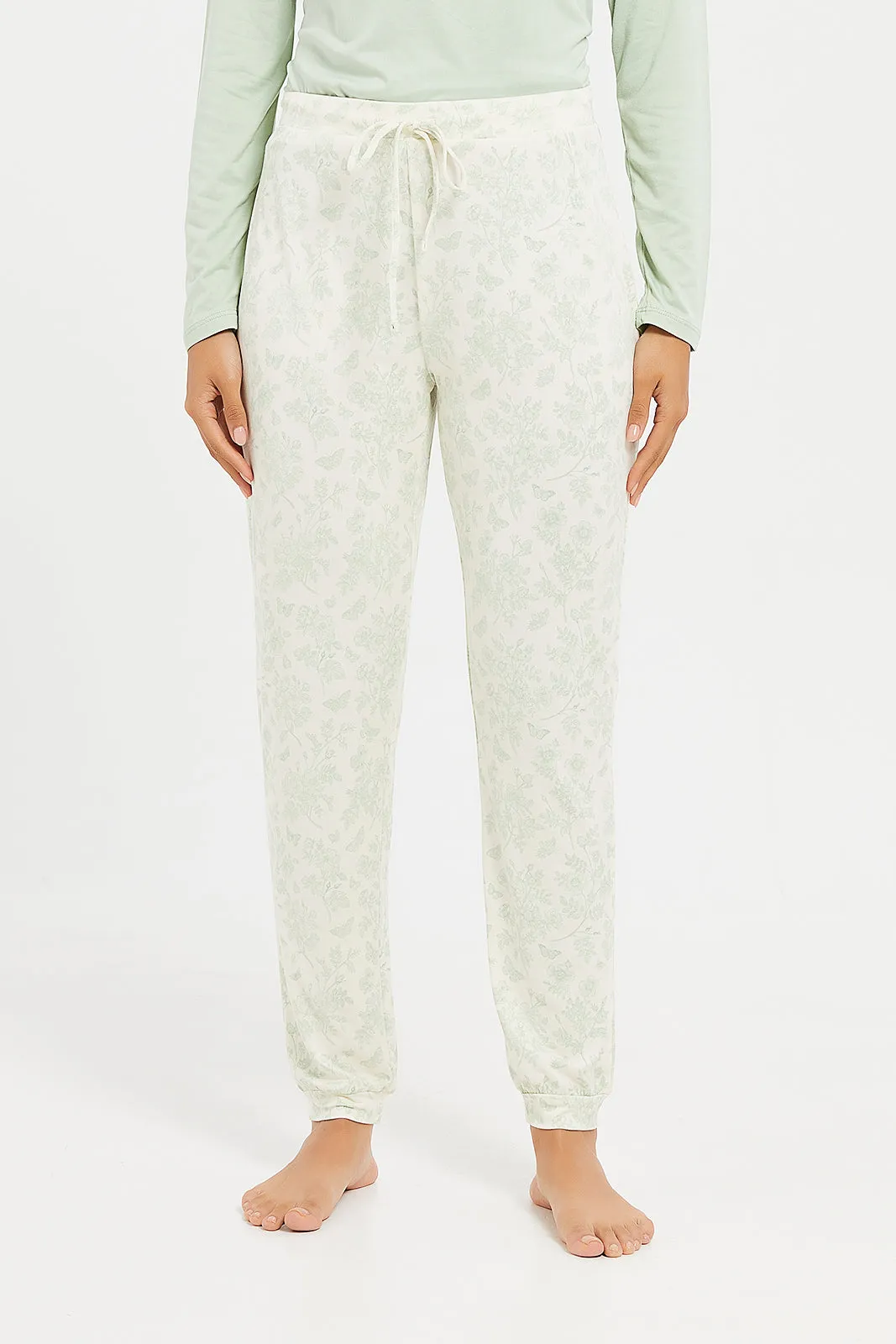 Women Mint Printed Pyjama Set (2 Piece)