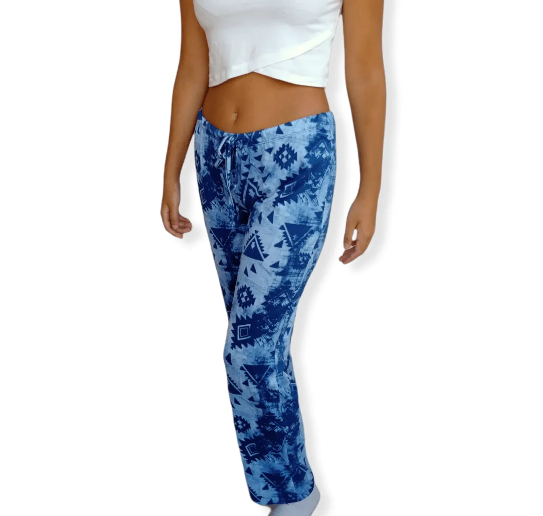Women Pajama Pants - Blue Patterned