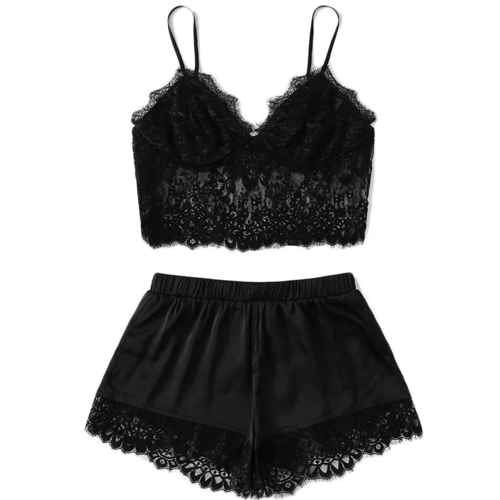 Women's Pajamas Sexy Lingerie Plus Size Sling Sleepwear Pijama Mujer Lace Nightwear Pyjama Pour Femme Pajama Sets Tops Shorts
