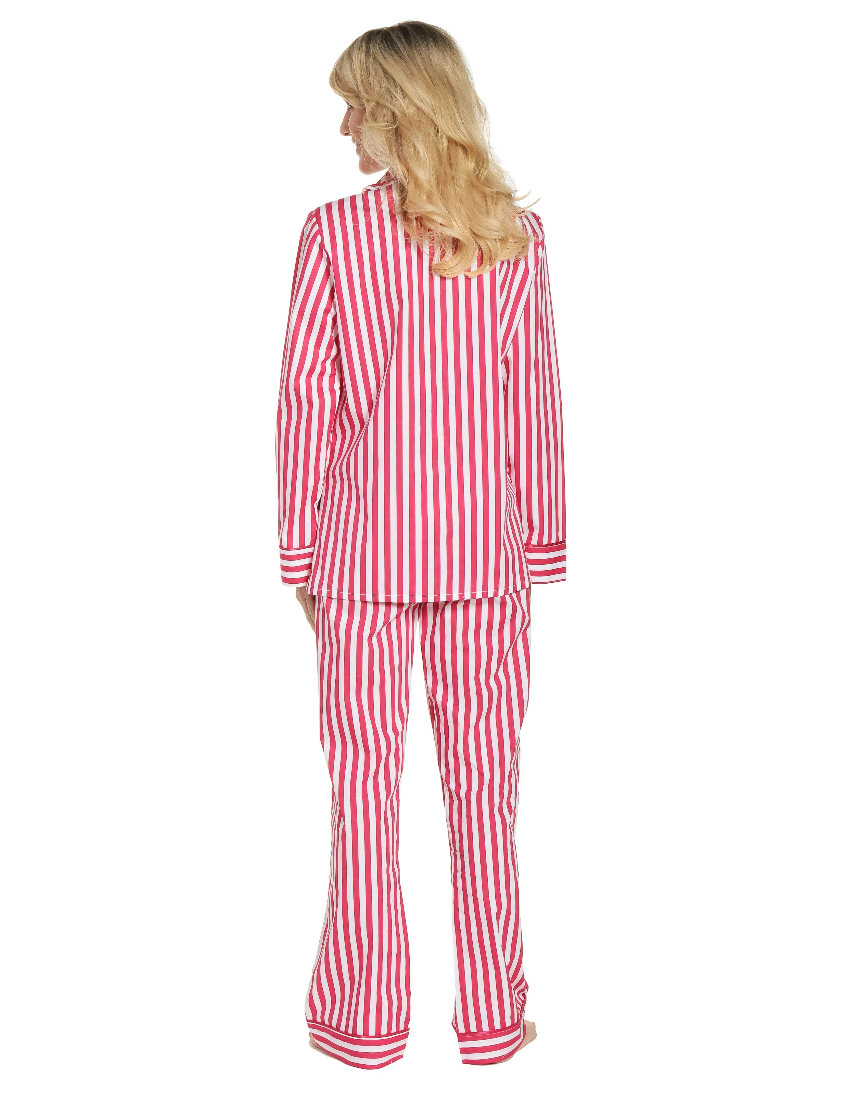 Womens Premium 100% Cotton Poplin Pajama Set with Ruffles