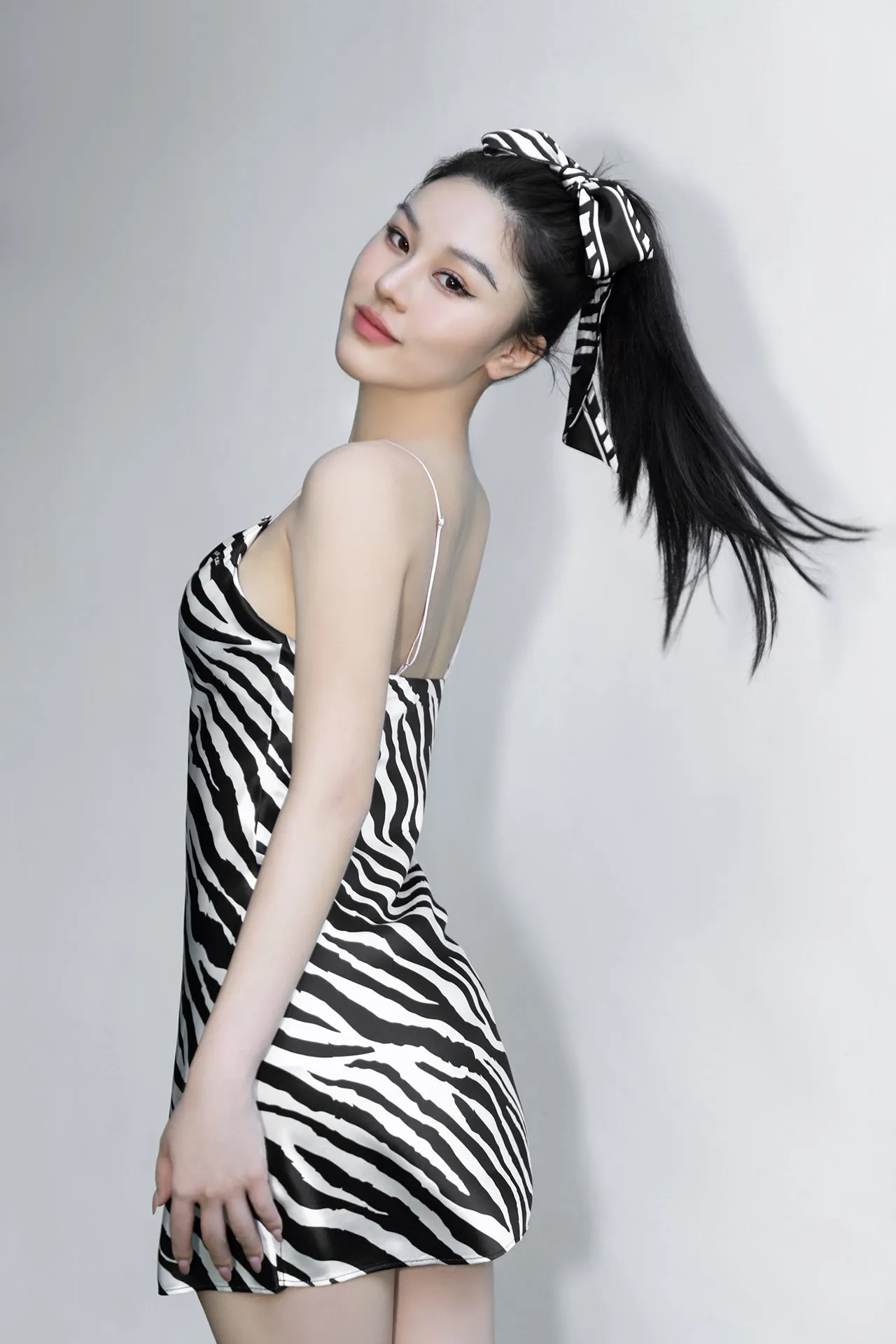 Zebra Print Silk Slip Mini Dress
