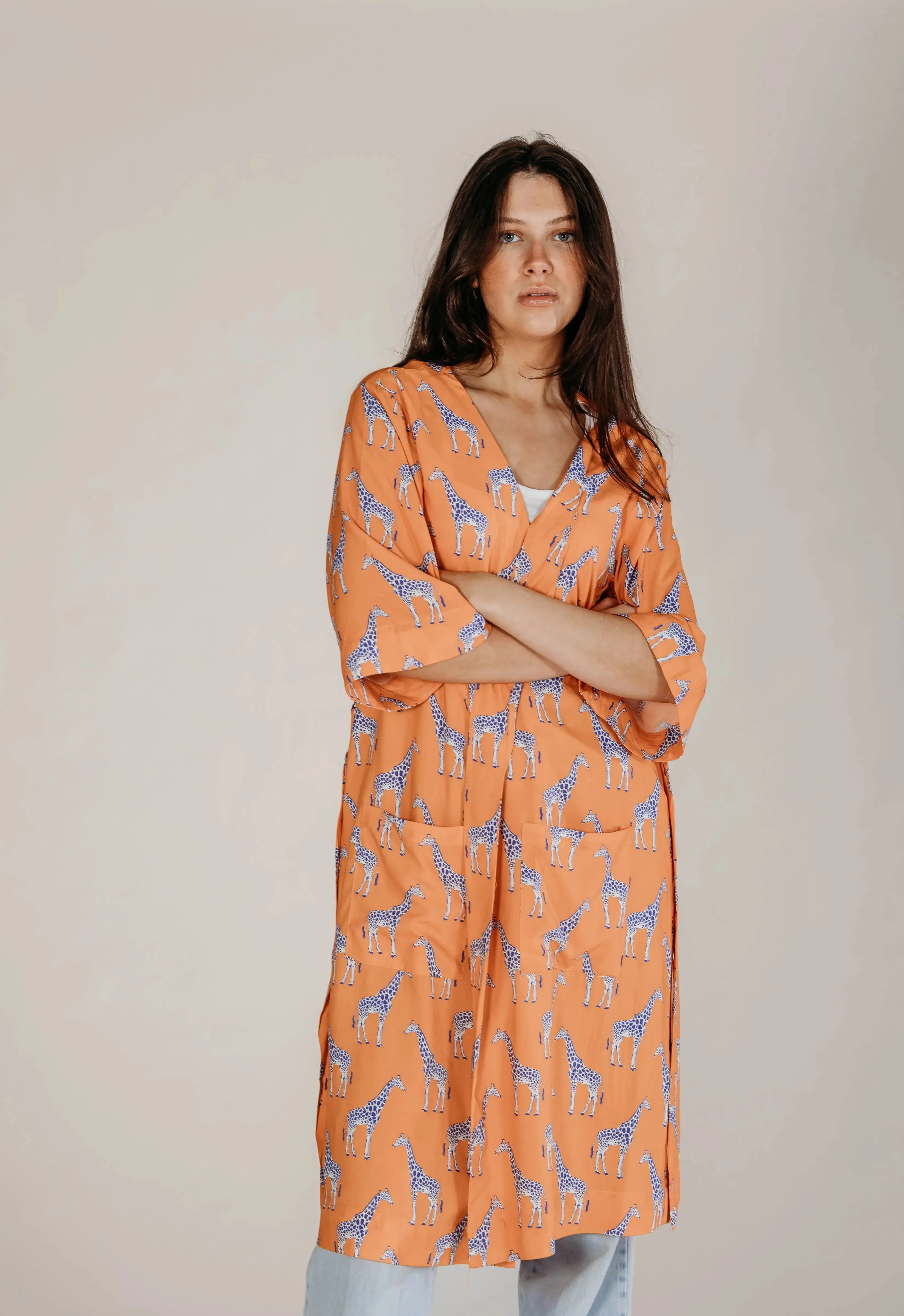 Zoya Orange Giraffe Robe